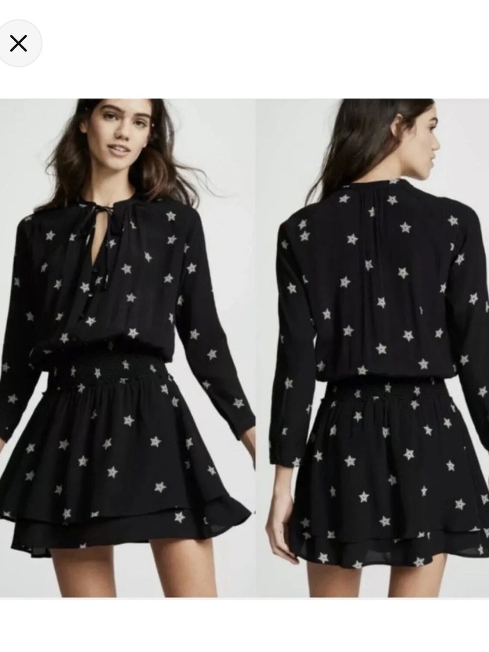 Rails Jasmine Star Ruffle Hem Mini Dress in Black Rivet Star